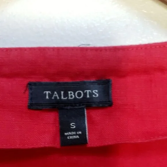 Talbots 100% Linen Red and White Embroidered Tunic Women's Sz S - Picture 4 of 5